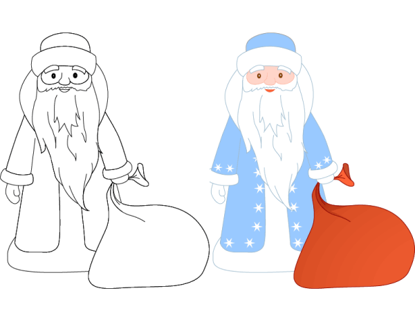Дед Мороз сбоку рисунок