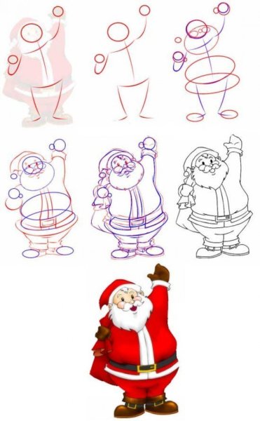 Дед Мороз рисунок простой