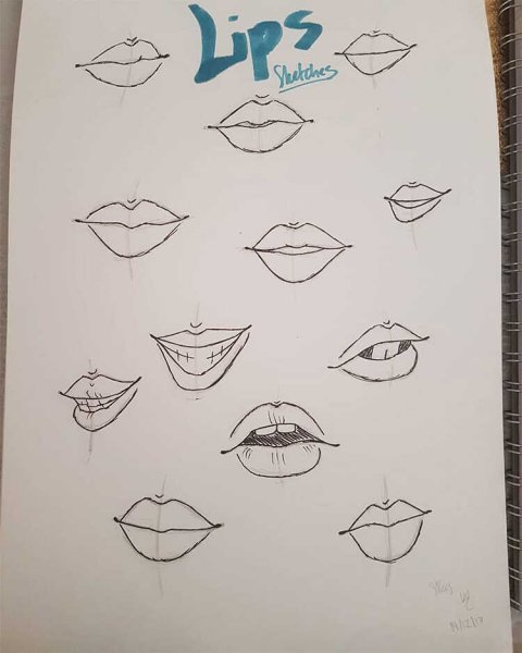 Зарисовка для скетчбука губы