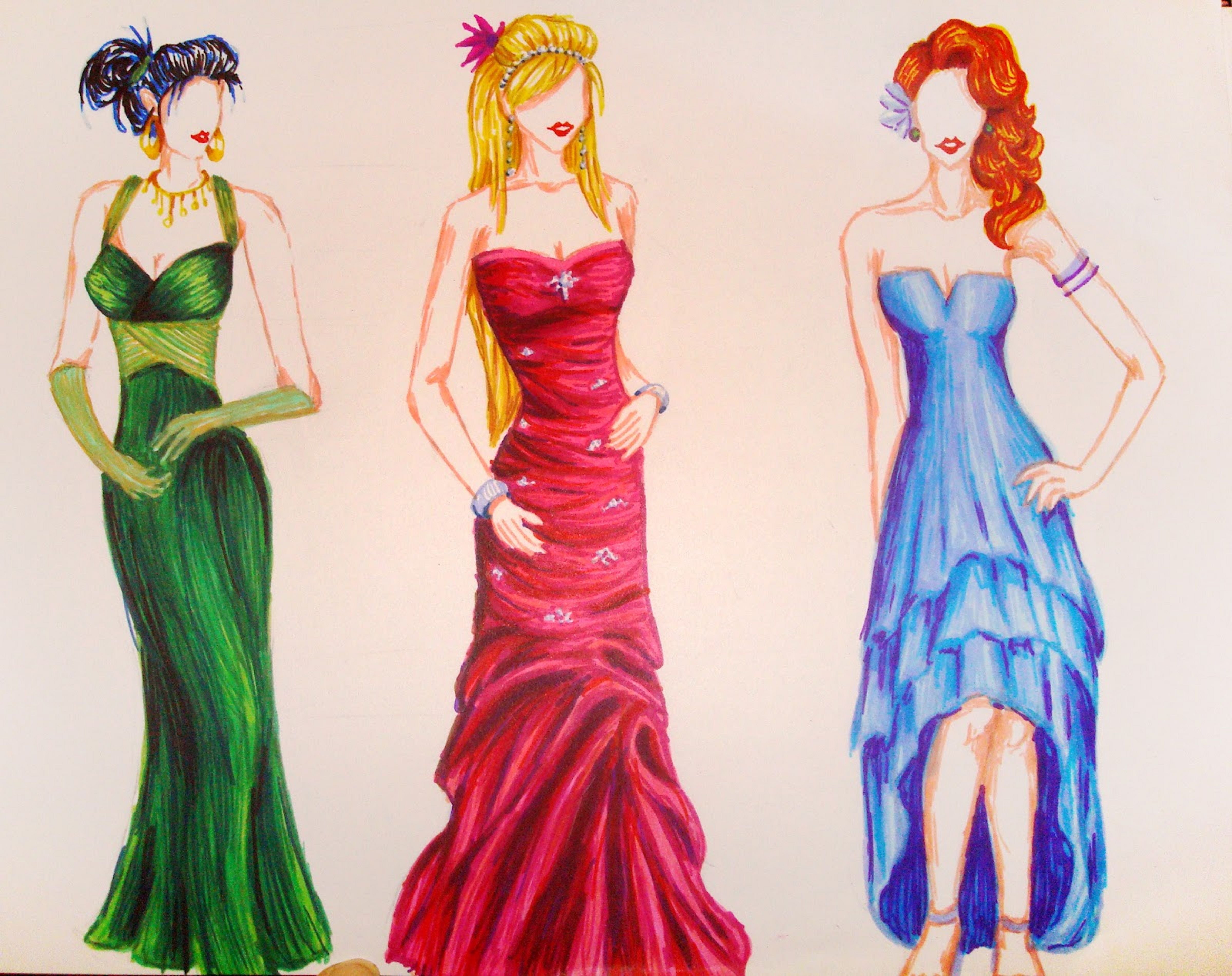 Красиво рисует платья. Эскизы платьев. Нарисовать платье. Платье цветными карандашами. Рисунки девушек в платьях карандашом.