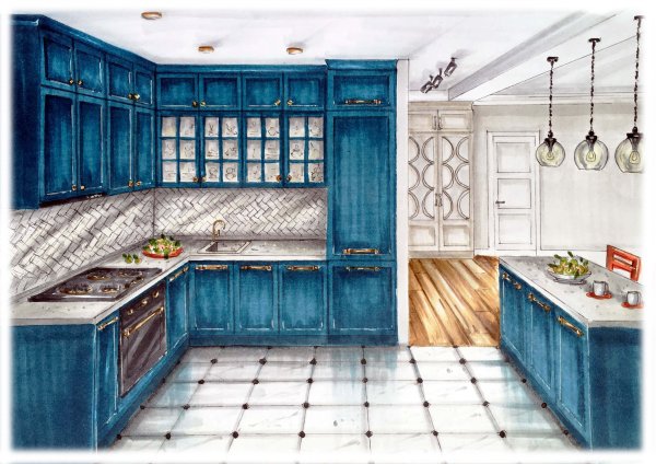 Кухня рисунок карандашом простой (46 фото)