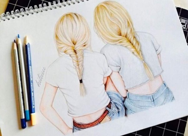 Идеи для рисования двух девочек