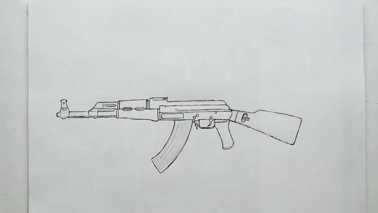 Автомат Калашникова карандашом