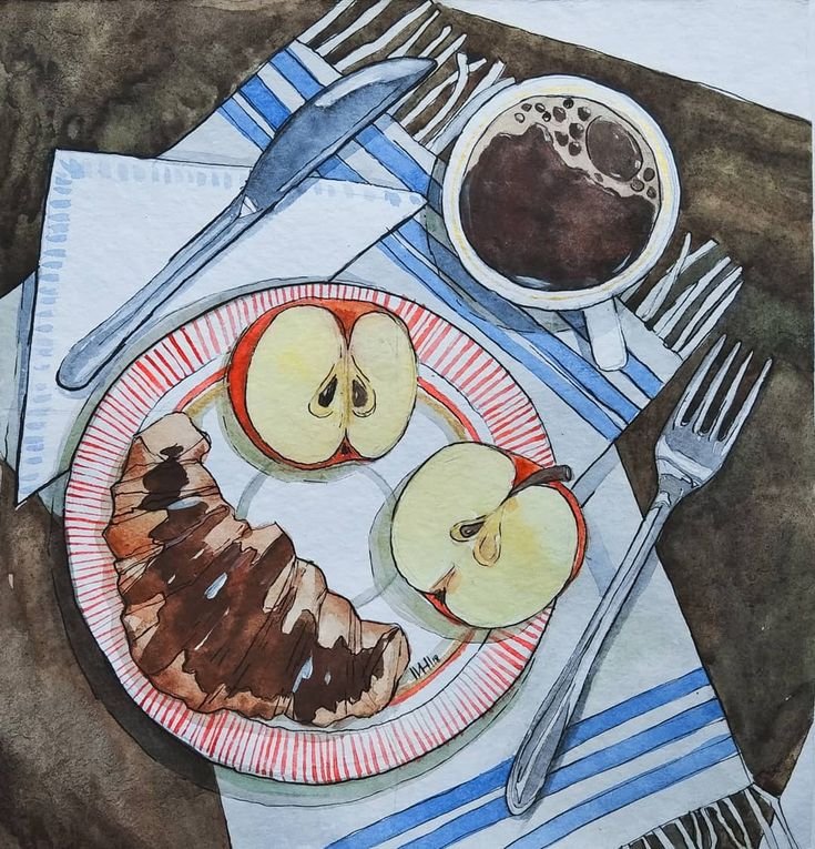 Вкусные Акварельные иллюстрации