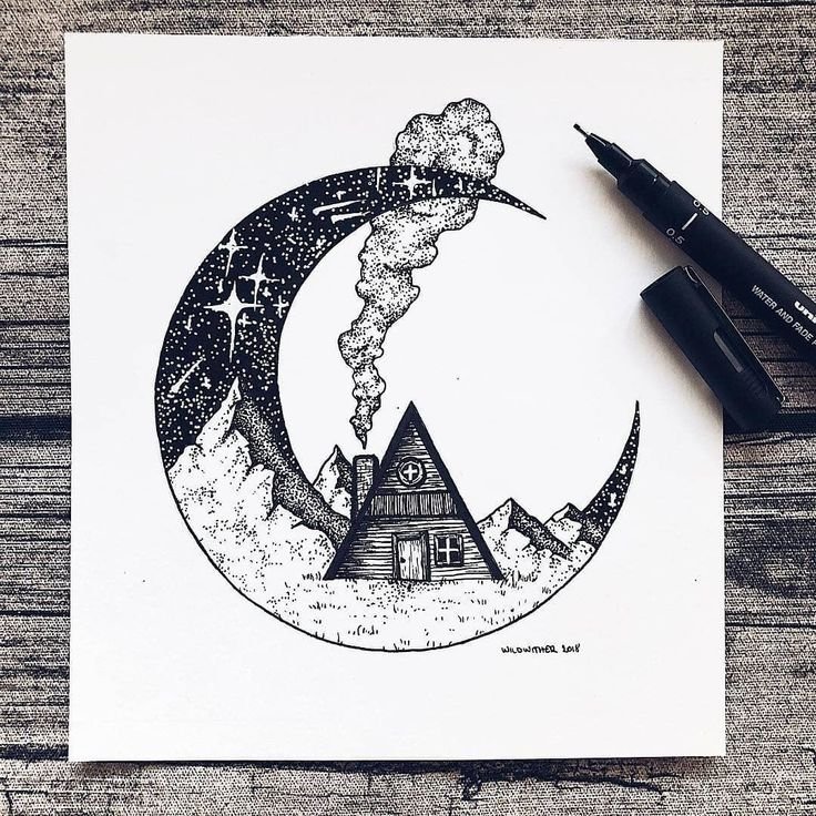 Рисуноки чёрной ручкой
