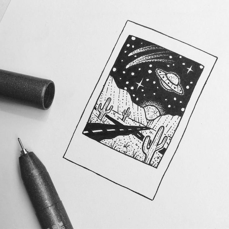 Рисунки черной ручкой