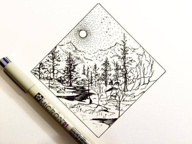 Рисунки черной ручкой