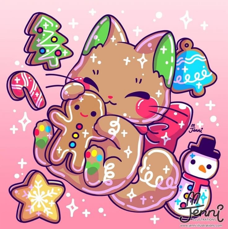 Кавайные животные новогодние