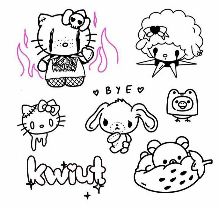 Hello Kitty эскиз тату