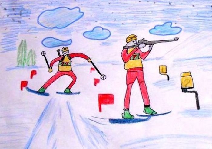 Зимний спорт рисование