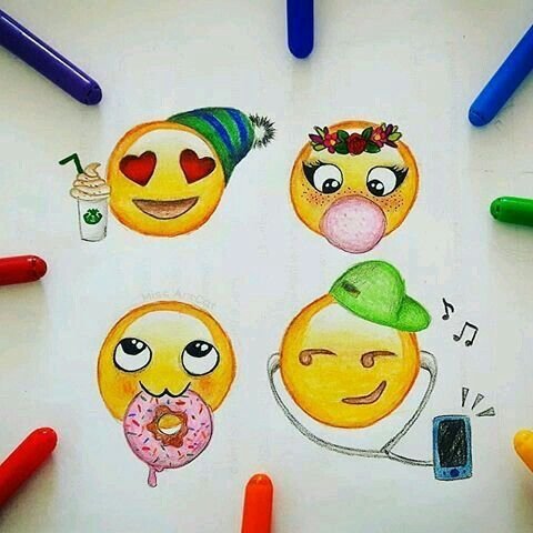 Рисунки ЭМОДЖИ гуашь