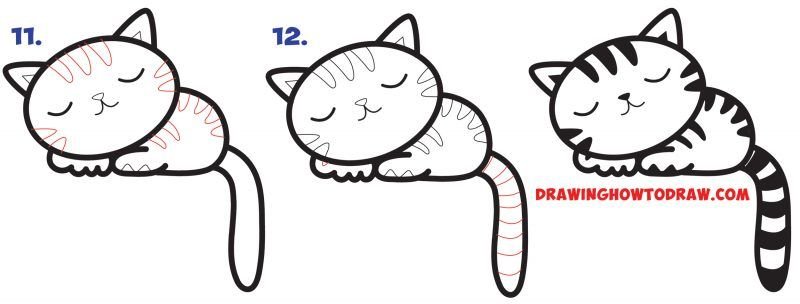 Лёгкий рисунок котика для срисовки