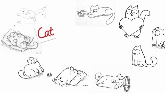Рисунки карандашом кот Саймон