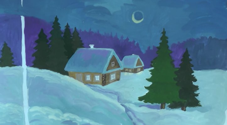 Рисунок на тему зимний вечер