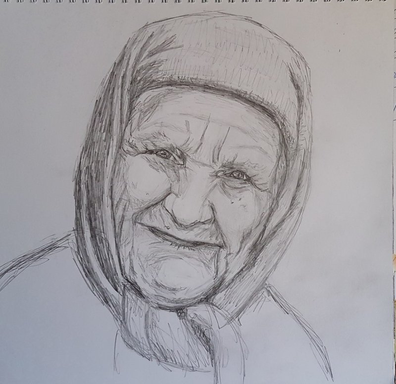 Бабушка рисунок карандашом