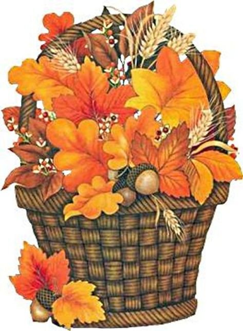 Корзина с осенними листьями