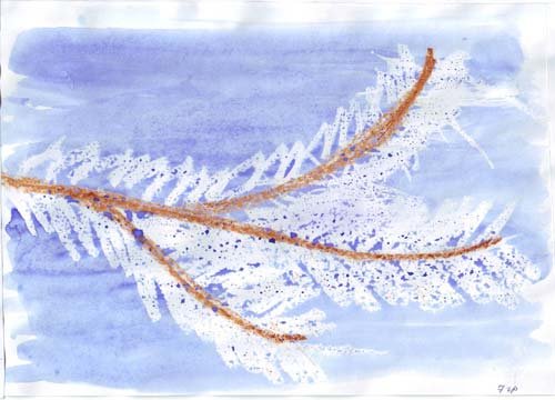 Рисование восковыми мелками зима