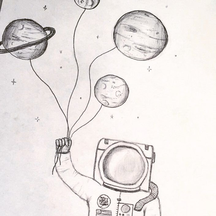 Рисунок на тему космос карандашом