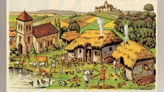 Крестьянский двор в средневековой деревне