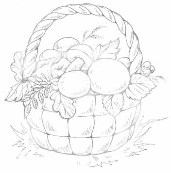 Корзина с грибами рисунок