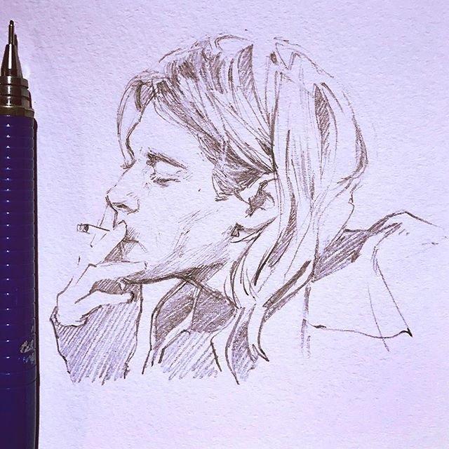 Курт Кобейн рисунок для срисовки