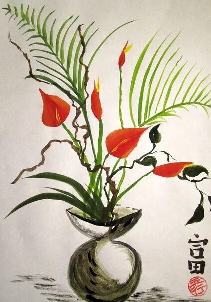Экибана рисовать