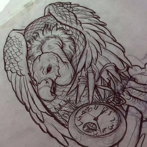 Тату гриф Стервятник