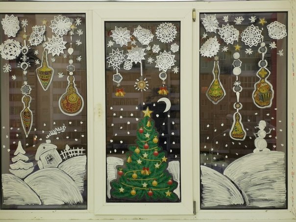 Рисуем на окнах к новому году