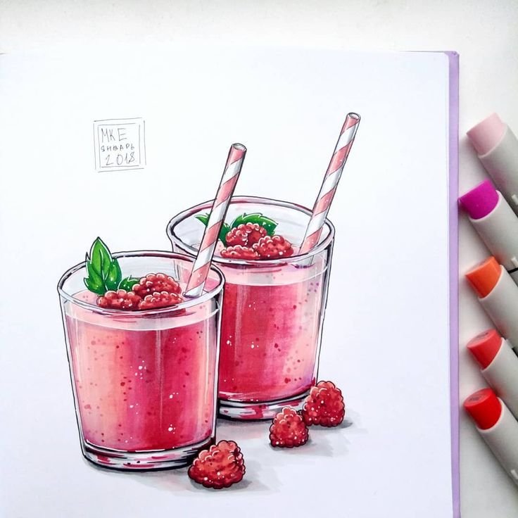 Красивые рисунки коктейлей