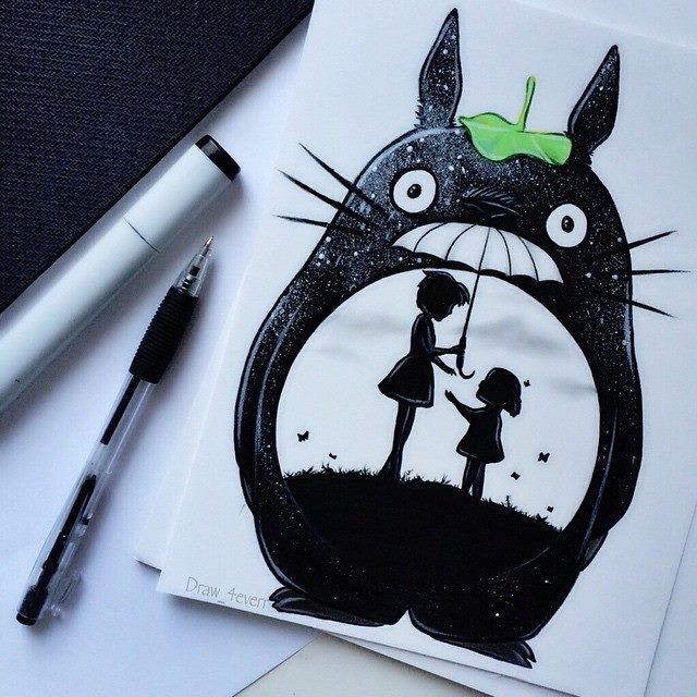 Рисунки чёрным фломастером