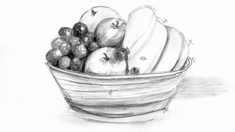 Фрукты карандашом