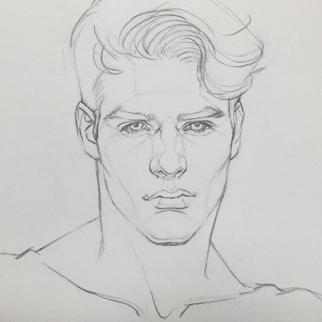 Лицо мужчины рисунок карандашом