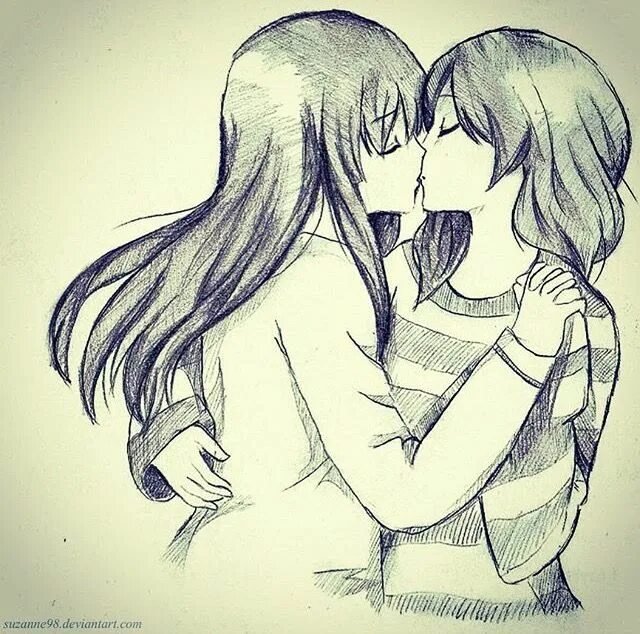 Карандашом аниме Юри