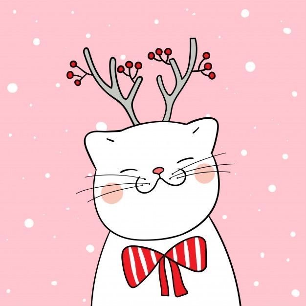 Новогодний котик рисунок