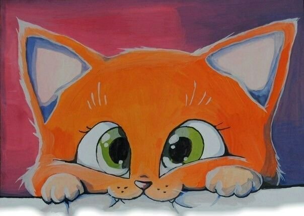 Рыжий котенок нарисованный
