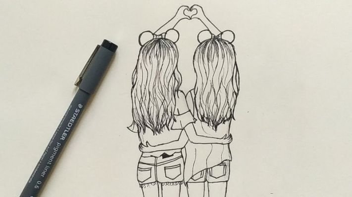 Рисунки карандашом подруги