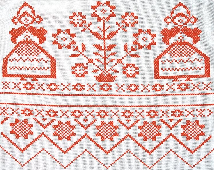 Русская народная вышивка на полотенце