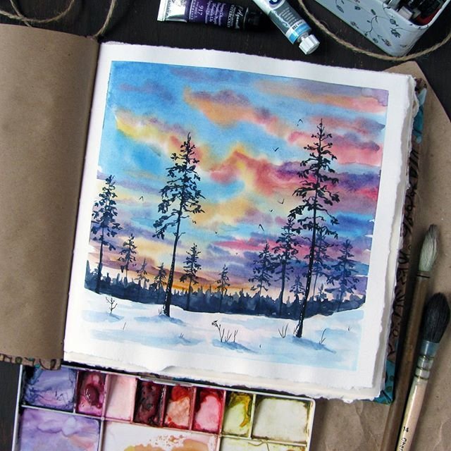 Рисунки акварелью
