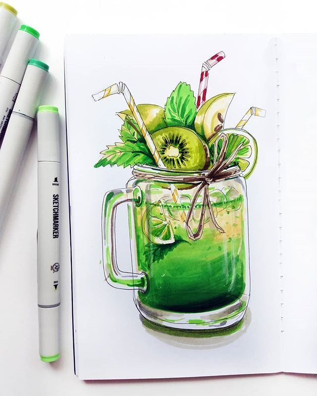 Скетчи маркерами лёгкие