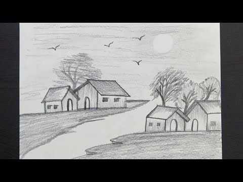 Графический пейзаж карандашом
