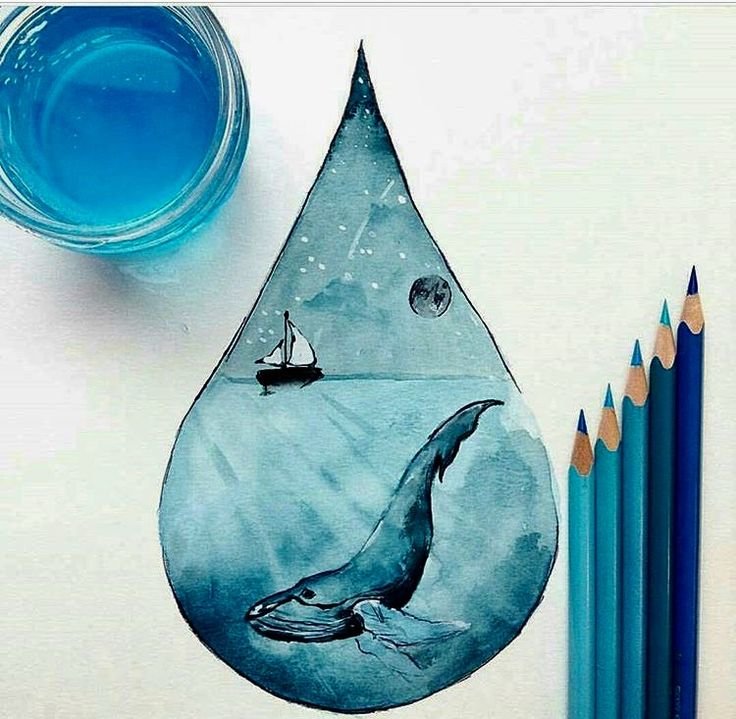 Капли воды акварелью