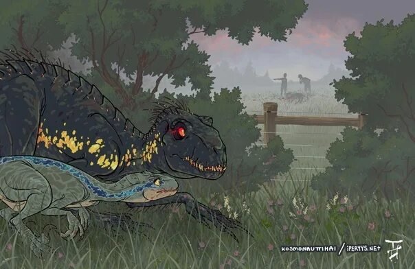 Индораптор и Блю комикс