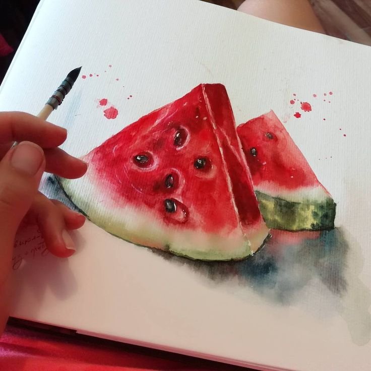 Скетчинг Арбуз маркерами