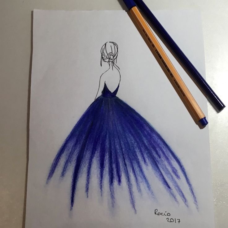 Рисунок синей ручкой лёгкий