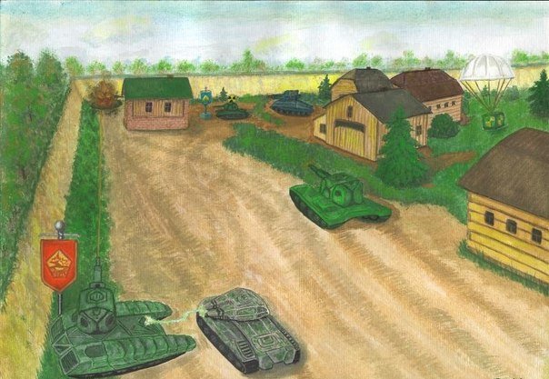 Танковый бой рисунок детский