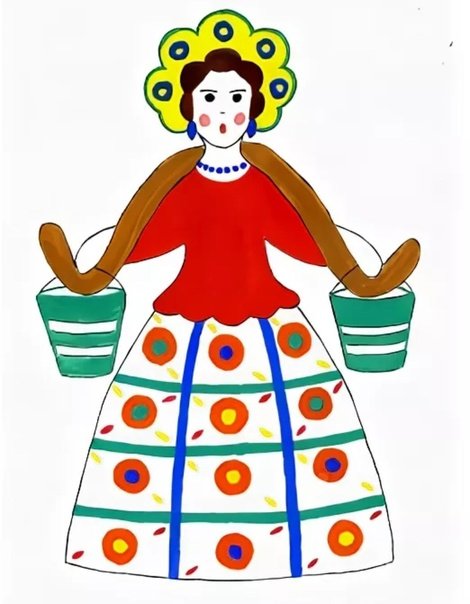 Барышня Водоноска Дымковская роспись