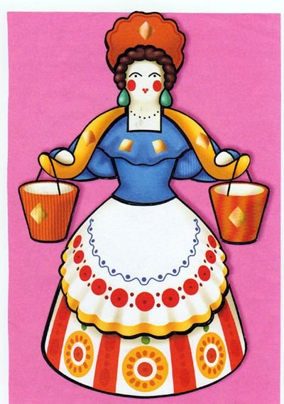 Барышня Водоноска Дымковская роспись