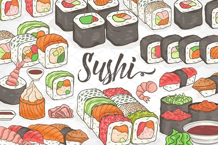 Суши арт рисунок
