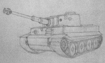 Рисунок танка карандашом