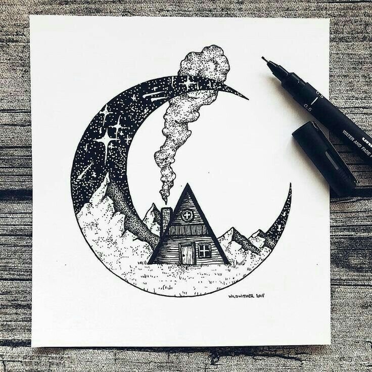 Рисуноки чёрной ручкой